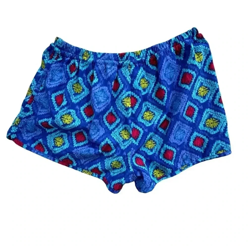 Cotton On Blue Low Rise Pajama Shorts Boho Print Beachy Pool Cover up - Picture 2 of 7